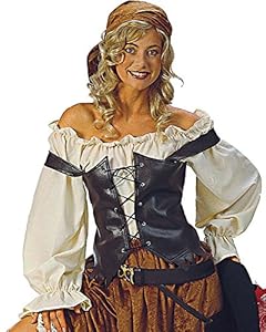Alexanders Costumes Women's Caribbean Pirate Blouse, Natural, X-Large