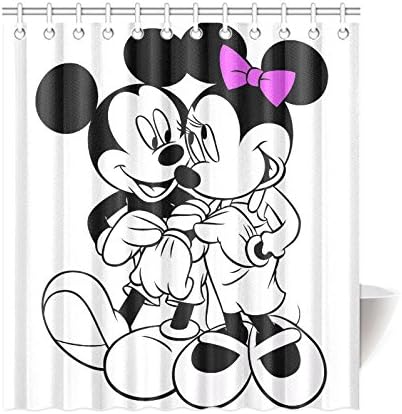 Disney Mickey Mouse Minnie Mouse Shower Curtain 66"*72"(with 12 holes and fitted by C-shaped hooks)