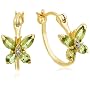 18k Yellow Gold Overlay Sterling Silver Peridot w/ Diamond Accent Butterfly Hoop Earrings