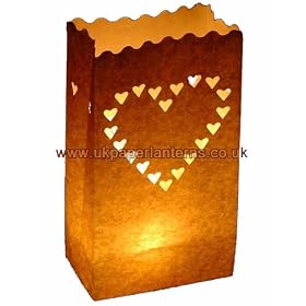 30 Pack Heart White Paper Lantern Candle Bag