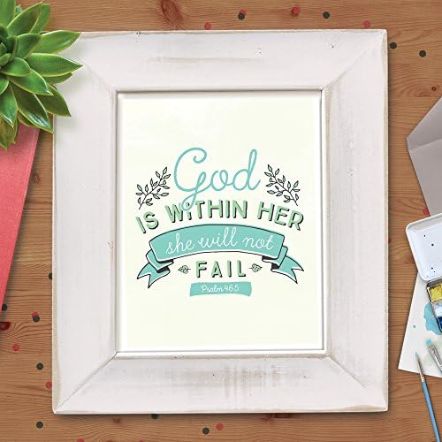 Psalm 46:5 God is within her she will not fail, typography design print, calligraphy wall decor, inspirational quote, Christian Bible Verse