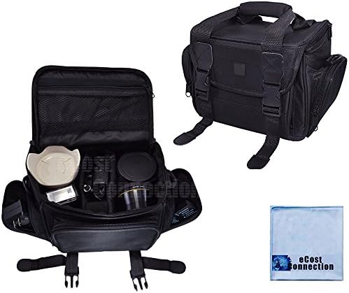 Deluxe Large Digital Camera/Video Padded Carrying Bag/Case for Pentax K50, K5II, K5IIS, K-500, KR Camera & More + Microfiber Cloth