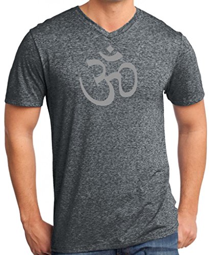 Yoga Clothing For You Mens Aum OM Symbol Microburn V-Neck Tee Shirt