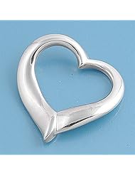 Sterling Silver Floating Heart Love Pendant Beautiful Charm Pure 925 New 24mm with 1mm Box Chain