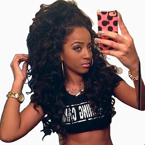 Foxyhair 100% Peruvian Glueless Lace Front Human Hair Wigs Unprocessed 150% Density Natural Curly Wig with Baby Hair( 20 Inch, Natural color)