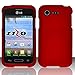 LG Optimus Fuel L34C Red Rubberized Plastic Cover Snap On Hard Rugged Gel Case Cell Phone Shield Protector Shell from [Accessory Library]