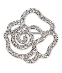 Sterling Silver Cubic Zirconia Mia Rose Brooch Pin
