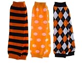 Jack's Halloween Baby Leg Warmers Set of 3 - Striped, Argyle, Polka Dot