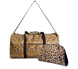 Leopard Print Duffle Bag & Cosmetic Bag Set 2pcs (Joyave2010)