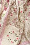 French Country Fields of Pink Rose Floral Quilt Throw