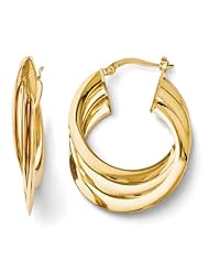 14k Yellow gold Leslies Polished Hinged Hoop Earring