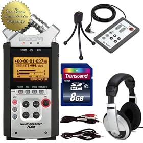 Zoom H4n Handy Portable Digital Recorder with Zoom RC-4 Remote, 8GB SD Card, Tripod, and HP10 Stereo Headphones