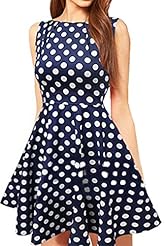 Dots Print Polyester Sleeveless Mini Dress 