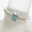 14K White Gold Blue and White Diamond Ring - 0.72 Ct.