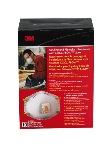 3M 8511HB1-A Sanding and Fiberglass Valved Respirator, 10-Pack