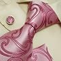 H5030 Designer Inspired Red Paisleys 100% Jacquard Woven Silk Tie Hanky Mens Pink Pattern Necktie and Cuff Links Cufflinks and Handkerchiefs Set with Presentation Box