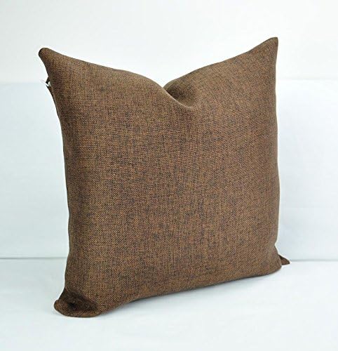 Benfan Canvas Square Decorative Throw Pillow Case Pure Cotton Cushion Cover Linen Pure Chocolate Color 18inch