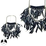 SG PARIS NECKLACE 48 CM + EXT GUN METAL JEAN BLEU COMBINAISON NECKLACE NECKLACE DENIM SUMMER WOMEN HIPPY CHIC FASHION JEWELRY / HAIR ACCESSORIES FRINGE AND TASSEL