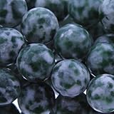 Green Spot Agate : Ball-Plain - 8mm Diameter, Sold by: 16 Inch Strand with Angel Mountain Beads Heart Charm (.625 x .570 inches)