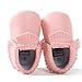 Kids Baby Boy Girl Pre-Walker Anti-slip Leather Tassel Fringe Moccasin Slip-on Shoes (12cm, Pink)