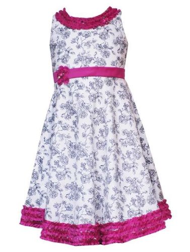 Rare Editions Girls 2T-6x White Black Floral Toile Summer Dress onSale