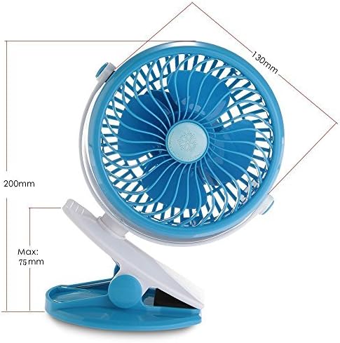 Mini Cooling Clip Fan 360 Degree Rotation USB or 18650 Battery Rechargeable Powered Portable Mute Computer External Desktop Fan PC Cooler (Blue)