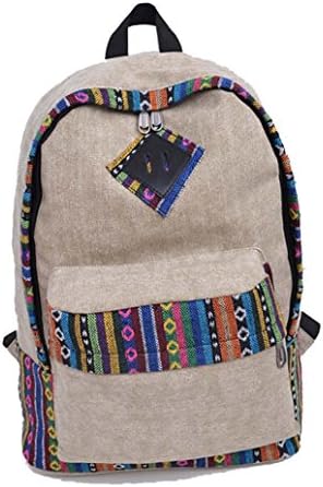Large Capacity Ethnic Style Canvas School Backpack Hiking Daypacks College Students Rucksacks Zipper Laptop Backpack with Embroidery Design