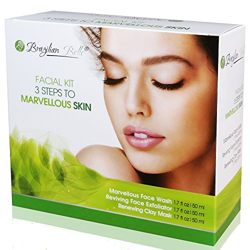 Brazilian Belle 3 in 1 Skin Renewing System: The Anti-Aging, Acne, Blackhead, and Wrinkle Treatment Everyone s Talking About. Includes:  Bentonite Clay Mud Mask, Facial Exfoliator, & Face Wash (9oz)
