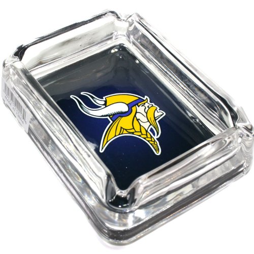 Detail image Minnesota Vikings Glass Ashtray - Dimensions 3 Inch x 4 Inch - Simulated Black Velvet Botton