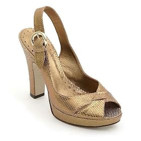 BCBG BCBGirls Gold Metallic Bronze Baby Snake Rinaldo Platform Slingback Heels