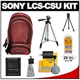 Sony Cyber-Shot Bloggie LCS-CSU Soft Digital Camera Case (Red) with Tripod  ....