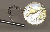Trinidad & Tobago 1 Cent Hummingbird Two Tone Gold on Silver World Coin Tie Tack
