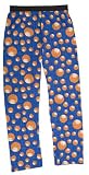 Adult Cotton Jersey Elastic Waist Sport Pants Blue with All Over Basketball Print