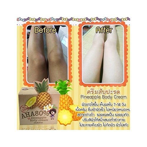 Pineapple Body Cream Alpha Arbutin + Aha 80% Whitening Lighting Bleaching Skin 30g.