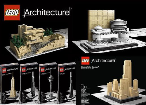 LEGO Architecture Set of 7- Frank Lloyd Wright Fallingwater, Guggenheim Museum, Empire State Building, John Hancock Building, Seattle Space Needle, Sears (Willis) Tower, Rockefeller Center