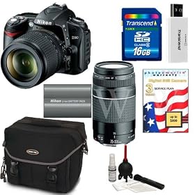Nikon D90 Digital SLR Camera with 18-105mm AF-S DX VR Nikkor Lens [Outfit] + Nikon 70-300mm Lens + Transcend 16GB Memory Card + Willoughbys Bonus Kit