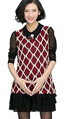 Lace Spring Fall Chiffon Floral Print Short  Dress