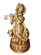 Krishna Statue Fluting Meditation Idol Brass Sculpture Hindu God 13"