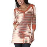 Merona Striped Henley Top - Orange/ White