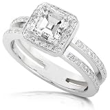 14k White Gold 1 1/3 ctw Asscher Diamond Engagement Ring (HI/VS-SI)