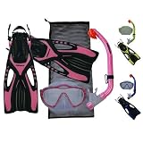 Junior Snorkeling Scuba Diving Mask Snorkel Fins w/ Mesh Bag Set for kids