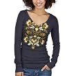 Mossimo Supply Co. Juniors V-Neck Raw Edge Printed Top - Grey