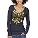 Mossimo Supply Co. Juniors V-Neck Raw Edge Printed Top - Grey