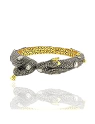 Diamond Pave Bangle 14kt Yellow Gold Bracelet Antique Look Jewelry