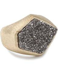Marcia Moran "Illume" 18k Gold-Plated Titanium Druzy Geometric Adjustable Ring