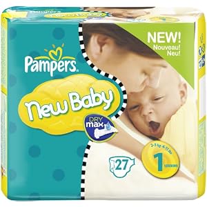 Pampers Windeln New Baby Gr.1 Newborn 2-5 kg Tragepackung, 27 Stück