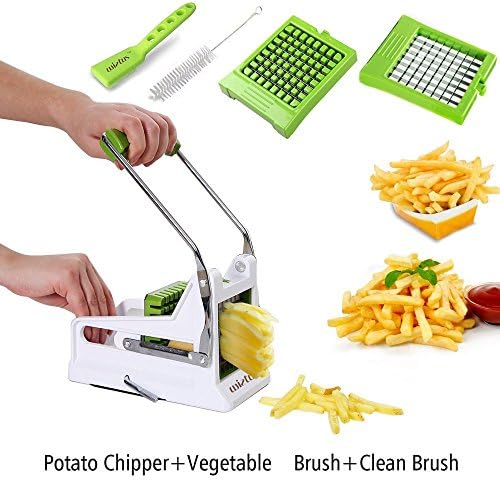 French Fry Cutter,WietusTM Potato Vegetable chipper /Premium French Fry Cutter/Potato Slicer Complete Bundle Includes 3-in-1 Peeler/Fruit brush+Clean Brush