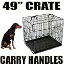 49" Folding Black Metal Dog Cage, Crate, Carrier - Epoxy Coated Anti Rust Frame and Tray - By Kingdom of Fun