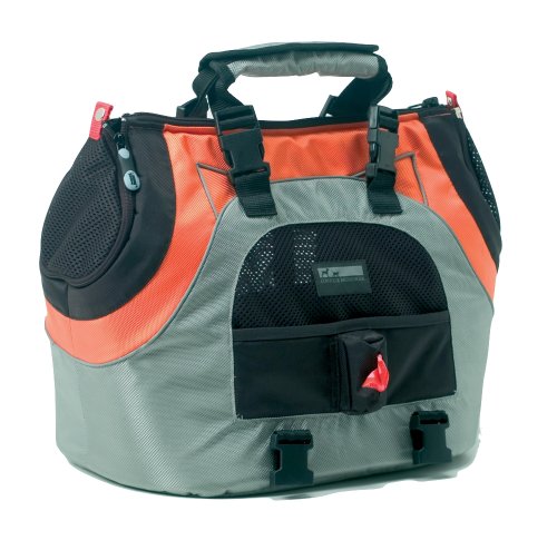 Pet Carrier Small Dog Carrier PetEgo Universal Sport Bag Plus {Color-Orange Silver w Reflective Trim} One Size {17