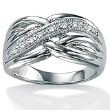 Diamond Platinum Over Sterling Silver Crossover Ring